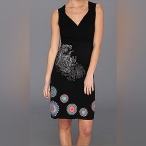 Desigual Black Dress with Colorful Embroidery size M